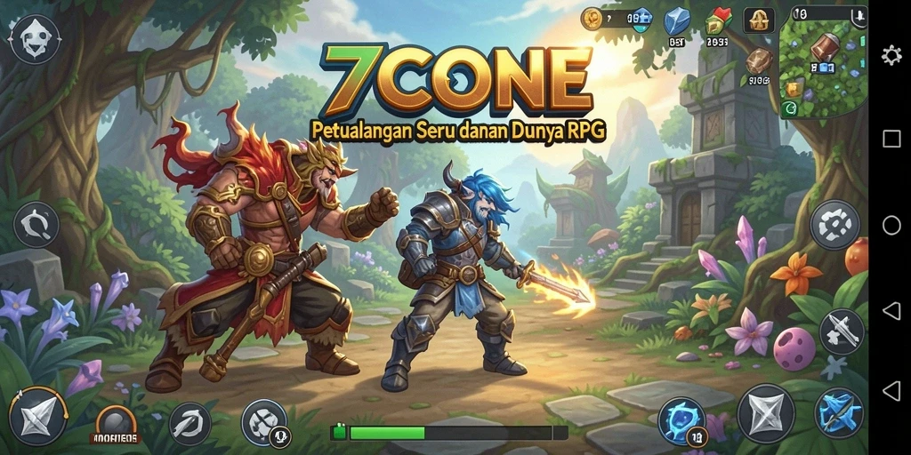 Tampilan gameplay 7CONE yang epik dalam dunia RPG.