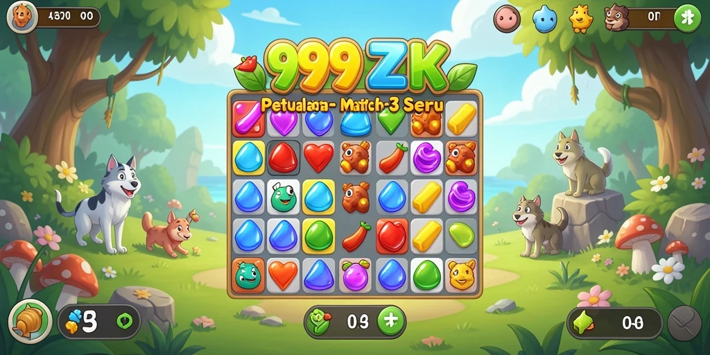 Gameplay seru dalam game Match-3 yang penuh warna.