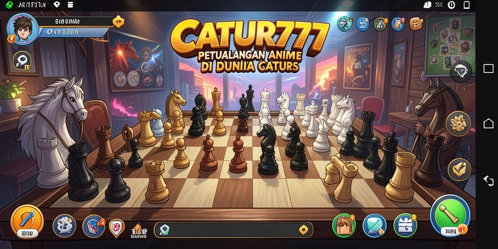 Screenshot menunjukkan karakter Anime tengah bertarung di papan catur yang menegangkan.