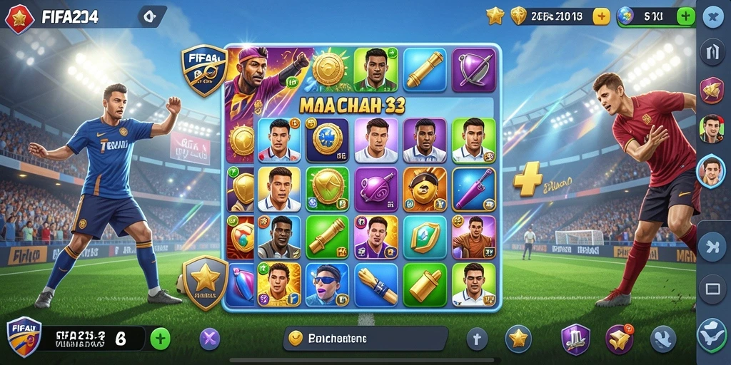 Screenshot utama FIFA234 menampilkan gameplay Match-3 yang penuh warna.