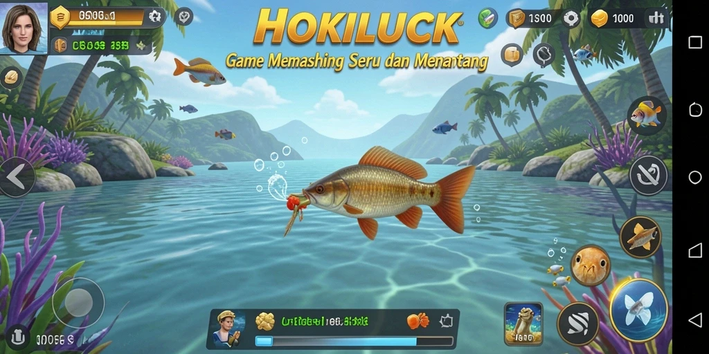 Tampilan gameplay HOKILUCK yang menampilkan aksi memancing seru.