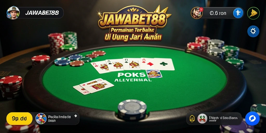 Screenshot gameplay Poker yang seru dan mendebarkan.