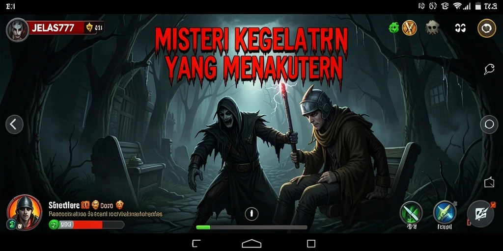 Screenshot utama JELAS777 menampilkan suasana horor yang mencekam.