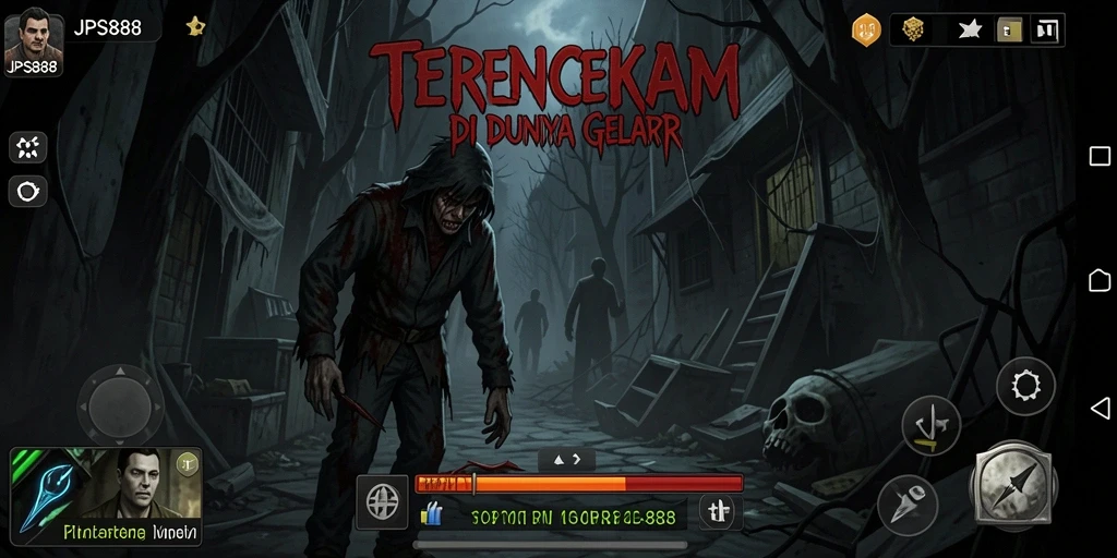 Screenshot gameplay JPS888 dengan suasana menyeramkan.