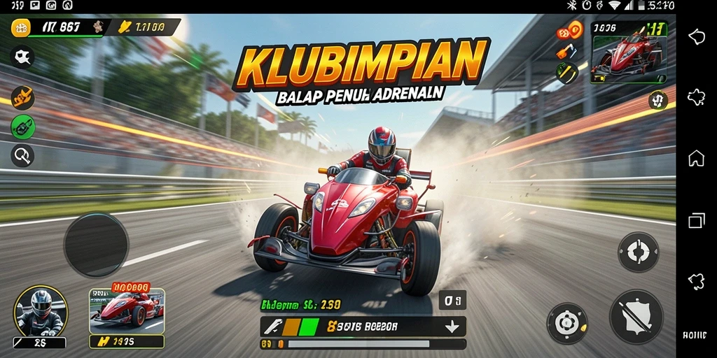 Tampilan gameplay balap seru di KLUBIMPIAN.