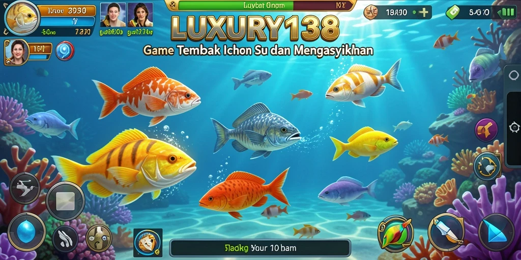 Screenshot gameplay LUXURY138 menampilkan aksi menembak ikan yang seru.