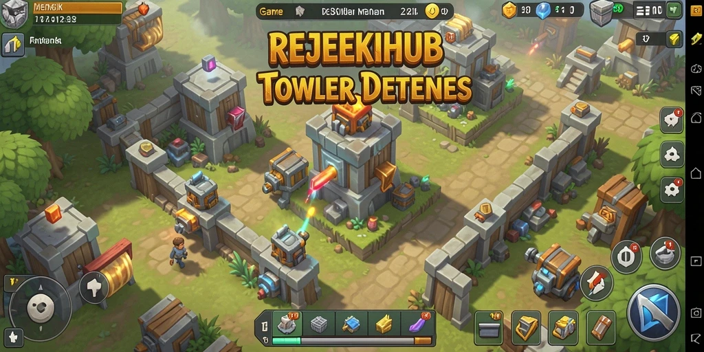 Screenshot menampilkan aksi menara dalam REJEKIHUB yang menaklukkan musuh.