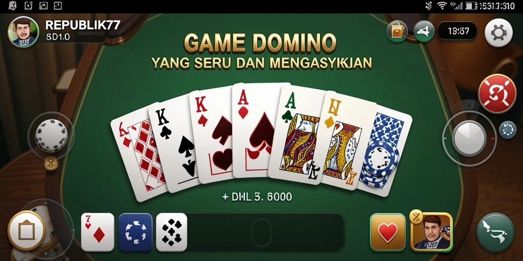 Tampilan gameplay seru dari permainan Domino REPUBLIK77.