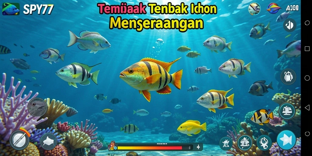 Screenshot SPY77 menampilkan gameplay Tembak Ikan yang seru.